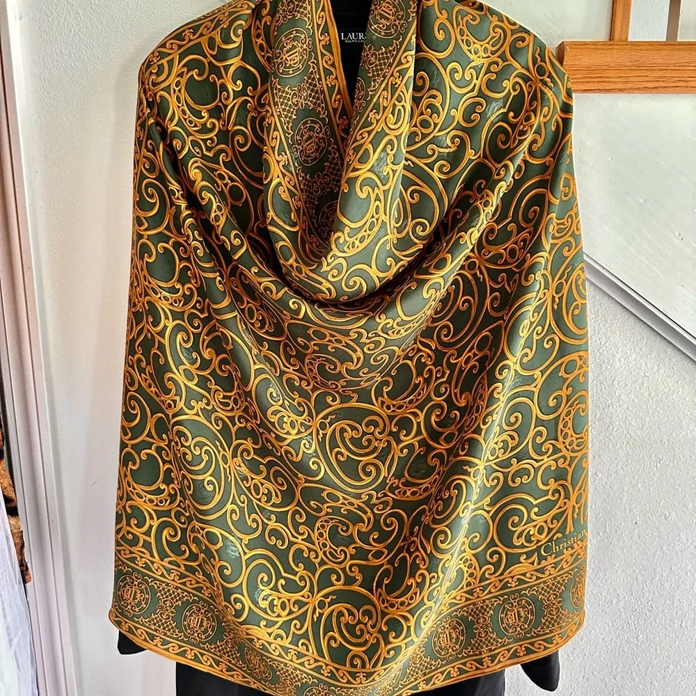Vintage Dior silk scarf with hidden logo 35x35”rolled hem. Tag on side.